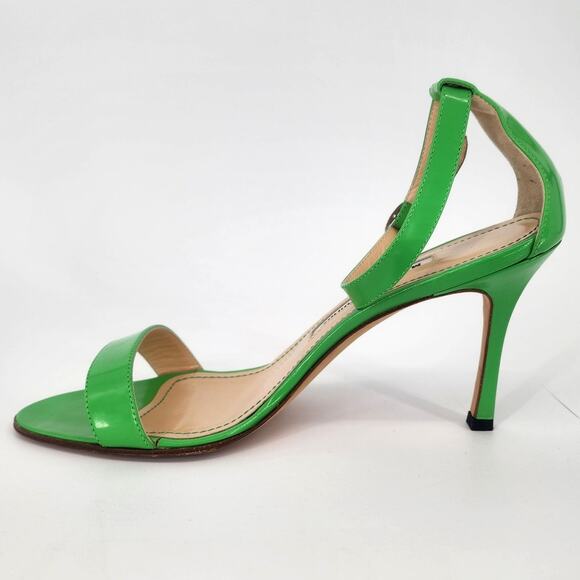 Manolo Blahnik Green Patent Leather Ankle Strap Sandals 37.5 (US 7–7.5) - Picture 10 of 16